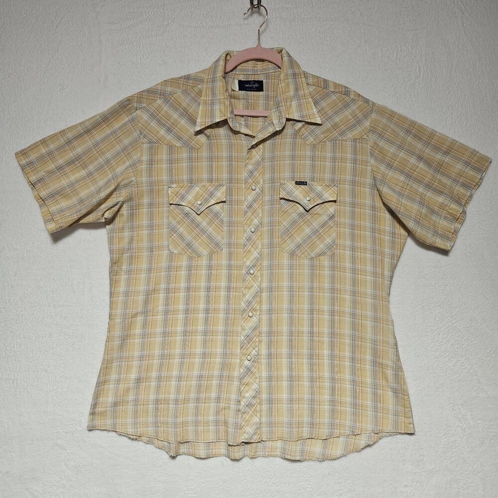 Vtg‎ WRANGLER Shirt Mens SZ XL Western Wear Short Sleeve Pearl Snap